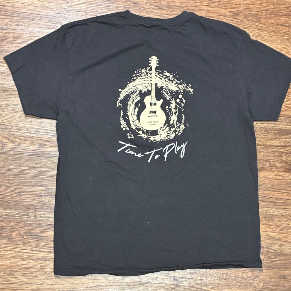 Vintage Hard Rock Hotel Casino Biloxi T Shirt Black Guitar Time To Play L